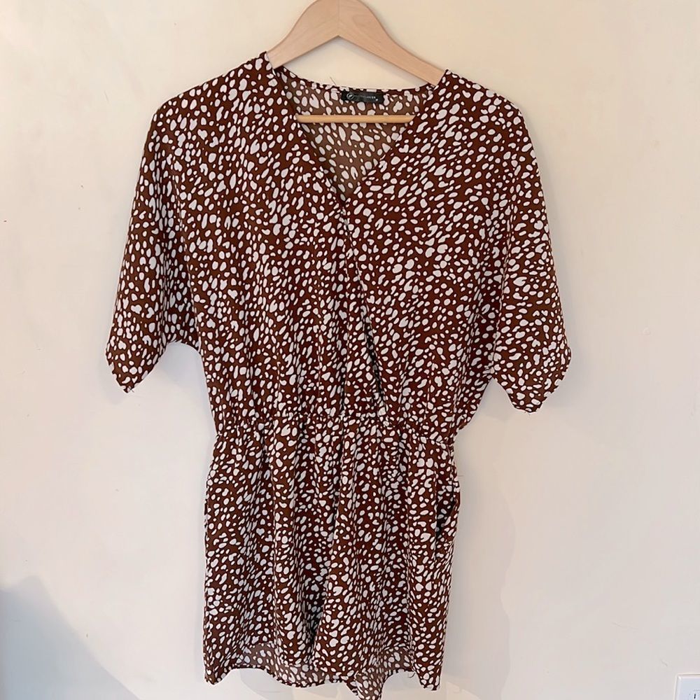 Brown & White Romper